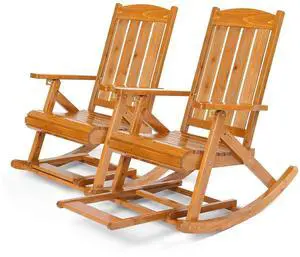 Wooden Porch Rocking Chair, Heavy Duty Outdoor Rocking Chair with Retractable Foot Pedal, Solid Fir Wood Rocking Chair with Adjustable Backrest for Patio, Porch, Yard (2, Teak) Wooden Porch Rocking Chair, Heavy Duty Outdoor Rocking Chair with Retractable Foot Pedal, Solid Fir Wood Rocking Chair with Adjustable Backrest for Patio, Porch, Yard (2, Teak)