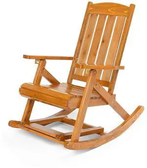 Wooden Porch Rocking Chair, Heavy Duty Outdoor Rocking Chair with Retractable Foot Pedal, Solid Fir Wood Rocking Chair with Adjustable Backrest for Patio, Porch, Yard (1, Teak) Wooden Porch Rocking Chair, Heavy Duty Outdoor Rocking Chair with Retractable Foot Pedal, Solid Fir Wood Rocking Chair with Adjustable Backrest for Patio, Porch, Yard (1, Teak)