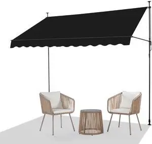 Manual Retractable Awnings for Patio, 118"x118" Patio Awning Window Awning Exterior Adjustable Door Canopy with UV Protection for Backyard, Garden, Balcony (Black, 59" roll Out) Manual Retractable Awnings for Patio, 118"x118" Patio Awning Window Awning Exterior Adjustable Door Canopy with UV Protection for Backyard, Garden, Balcony (Black, 59" roll Out)