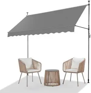 Manual Retractable Awnings for Patio, 118"x118" Patio Awning Door Awning Exterior Adjustable Door Canopy with UV Protection for Backyard, Garden, Balcony (Gray, 47" roll Out) Manual Retractable Awnings for Patio, 118"x118" Patio Awning Door Awning Exterior Adjustable Door Canopy with UV Protection for Backyard, Garden, Balcony (Gray, 47" roll Out)