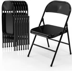 Folding Chairs All Steel Metal Frame, Capacity 350 lbs, Durable Portable and Versatile for Indoor Outdoor Use, Black, Set of 8 Folding Chairs All Steel Metal Frame, Capacity 350 lbs, Durable Portable and Versatile for Indoor Outdoor Use, Black, Set of 8