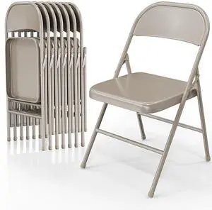 Folding Chairs All Steel Metal Frame, Capacity 350 lbs, Durable Portable and Versatile for Indoor Outdoor Use, Khaki, Set of 8 Folding Chairs All Steel Metal Frame, Capacity 350 lbs, Durable Portable and Versatile for Indoor Outdoor Use, Khaki, Set of 8