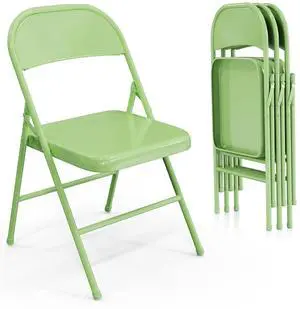 Folding Chairs All Steel Metal Frame, Capacity 350 lbs, Durable Portable and Versatile for Indoor Outdoor Use, Green, Set of 4 Folding Chairs All Steel Metal Frame, Capacity 350 lbs, Durable Portable and Versatile for Indoor Outdoor Use, Green, Set of 4