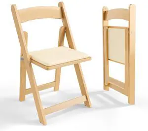 Wooden Folding Chairs with Cushion, Comfortable, Portable and Durable Foldable Seating for Indoor & Outdoor Events, Banquet, Party, Dinning, Wedding, Craft, Natural, 2 Pack Wooden Folding Chairs with Cushion, Comfortable, Portable and Durable Foldable Seating for Indoor & Outdoor Events, Banquet, Party, Dinning, Wedding, Craft, Natural, 2 Pack