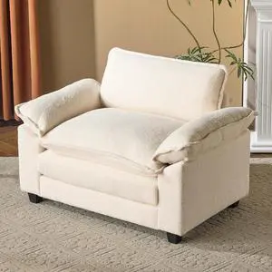 Cloud Teddy White Single Chair with Armrest Cloud Teddy White Single Chair with Armrest