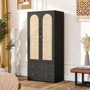 Wardrobe Closet with Doors and Drawers, Rattan Armoire Closet with Hanging Rod, Rattan Armoire with Shelves and Doors, Wooden Wardrobe for Hanging Clothes, Black Wardrobe Closet with Doors and Drawers, Rattan Armoire Closet with Hanging Rod, Rattan Armoire with Shelves and Doors, Wooden Wardrobe for Hanging Clothes, Black
