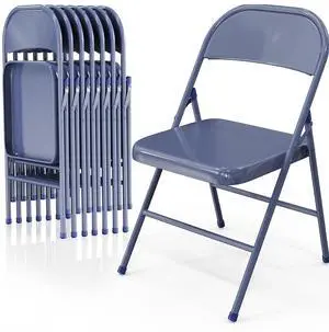 Folding Chairs All Steel Metal Frame, Capacity 350 lbs, Durable Portable and Versatile for Indoor Outdoor Use, Darkblue, Set of 8 Folding Chairs All Steel Metal Frame, Capacity 350 lbs, Durable Portable and Versatile for Indoor Outdoor Use, Darkblue, Set of 8