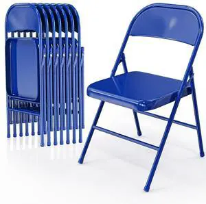 Folding Chairs All Steel Metal Frame, Capacity 350 lbs, Durable Portable and Versatile for Indoor Outdoor Use, Navy Blue, Set of 8 Folding Chairs All Steel Metal Frame, Capacity 350 lbs, Durable Portable and Versatile for Indoor Outdoor Use, Navy Blue, Set of 8