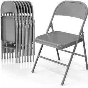 Folding Chairs All Steel Metal Frame, Capacity 350 lbs, Durable Portable and Versatile for Indoor Outdoor Use, Gray, Set of 8 Folding Chairs All Steel Metal Frame, Capacity 350 lbs, Durable Portable and Versatile for Indoor Outdoor Use, Gray, Set of 8