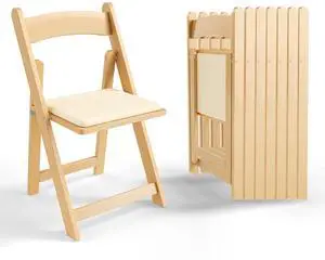 Wooden Folding Chairs with Cushion, Comfortable, Portable and Durable Foldable Seating for Indoor & Outdoor Events, Banquet, Party, Dinning, Wedding, Craft, Natural, 8 Pack Wooden Folding Chairs with Cushion, Comfortable, Portable and Durable Foldable Seating for Indoor & Outdoor Events, Banquet, Party, Dinning, Wedding, Craft, Natural, 8 Pack