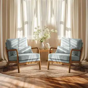 Upgraded Premium Corduroy Accent Chairs Set of 2,Upholstered Arm Chair,Solid Wood Comfy Reading Chair with Pillow, Mid Century Modern Chairs for Living Room,Bedroom,Light Teal Upgraded Premium Corduroy Accent Chairs Set of 2,Upholstered Arm Chair,Solid Wood Comfy Reading Chair with Pillow, Mid Century Modern Chairs for Living Room,Bedroom,Light Teal