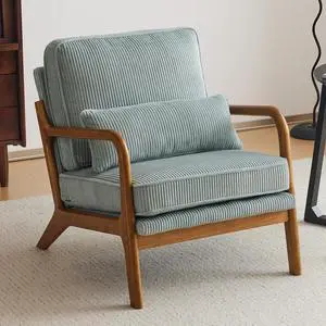 Upgraded Premium Corduroy Accent Chair,Upholstered Arm Chair,Solid Wood Comfy Reading Chair with Pillow, Mid Century Modern Chairs for Living Room,Bedroom,Guest Room,Light Teal Upgraded Premium Corduroy Accent Chair,Upholstered Arm Chair,Solid Wood Comfy Reading Chair with Pillow, Mid Century Modern Chairs for Living Room,Bedroom,Guest Room,Light Teal