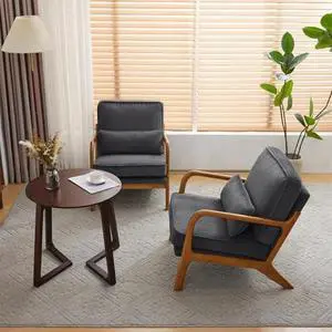 Upgraded Premium Corduroy Accent Chairs Set of 2,Upholstered Arm Chair,Solid Wood Comfy Reading Chair with Lumbar Pillow, Mid Century Modern Chairs for Living Room,Bedroom,Dark Grey Upgraded Premium Corduroy Accent Chairs Set of 2,Upholstered Arm Chair,Solid Wood Comfy Reading Chair with Lumbar Pillow, Mid Century Modern Chairs for Living Room,Bedroom,Dark Grey