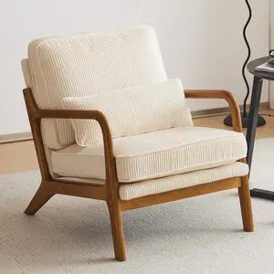 Upgraded Premium Corduroy Accent Chair,Upholstered Arm Chair,Solid Wood Comfy Reading Chair with Lumbar Pillow, Mid Century Modern Chairs for Living Room,Bedroom,Guest Room,Beige Upgraded Premium Corduroy Accent Chair,Upholstered Arm Chair,Solid Wood Comfy Reading Chair with Lumbar Pillow, Mid Century Modern Chairs for Living Room,Bedroom,Guest Room,Beige