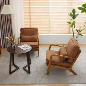 Upgraded Premium Corduroy Accent Chairs Set of 2,Upholstered Arm Chair,Solid Wood Comfy Reading Chair with Pillow, Mid Century Modern Chairs for Living Room,Bedroom,Brown Upgraded Premium Corduroy Accent Chairs Set of 2,Upholstered Arm Chair,Solid Wood Comfy Reading Chair with Pillow, Mid Century Modern Chairs for Living Room,Bedroom,Brown
