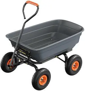 Dump Cart Wagon, 600LBS Quick-Release Dump Wheelbarrow, All-Terrain 10" Tires Garden Wagon for Yard, Lawn and Outdoor Use Dump Cart Wagon, 600LBS Quick-Release Dump Wheelbarrow, All-Terrain 10" Tires Garden Wagon for Yard, Lawn and Outdoor Use