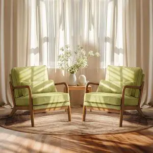 Upgraded Premium Corduroy Accent Chairs Set of 2,Upholstered Arm Chair,Solid Wood Comfy Reading Chair with Pillow, Mid Century Modern Chairs for Living Room,Bedroom,Green Upgraded Premium Corduroy Accent Chairs Set of 2,Upholstered Arm Chair,Solid Wood Comfy Reading Chair with Pillow, Mid Century Modern Chairs for Living Room,Bedroom,Green