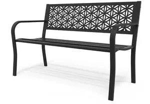50" Outdoor Bench Metal with Floral Back, Garden Bench Front Porch Benches for Yard Patio Entryway Park Outside, 800lb Capacity - Black 50" Outdoor Bench Metal with Floral Back, Garden Bench Front Porch Benches for Yard Patio Entryway Park Outside, 800lb Capacity - Black