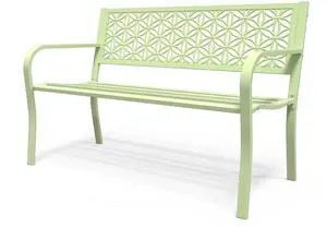 50" Outdoor Bench Metal with Floral Back, Garden Bench Front Porch Bench for Yard Patio Entryway Park Outside, 800lb Capacity - Green 50" Outdoor Bench Metal with Floral Back, Garden Bench Front Porch Bench for Yard Patio Entryway Park Outside, 800lb Capacity - Green