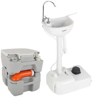 Portable Sink and Toilet Combo| Self-contained 5 Gal Hand Washing Station and 5.3 Gal Flushing Toilet, Perfect for Camping/RV/Boat/Road Tripper/Camper Portable Sink and Toilet Combo| Self-contained 5 Gal Hand Washing Station and 5.3 Gal Flushing Toilet, Perfect for Camping/RV/Boat/Road Tripper/Camper