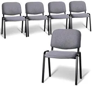 Waiting Room Stacking Chairs, 5-Pack Fabric Church Conference Stackable Chair Set, for Office Guest & Reception Meeting Rooms, Lobby, Simple&Space-Saving, Fabric-Grey Waiting Room Stacking Chairs, 5-Pack Fabric Church Conference Stackable Chair Set, for Office Guest & Reception Meeting Rooms, Lobby, Simple&Space-Saving, Fabric-Grey