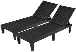 Outdoor Chaise Lounge Chair Set of 2, Waterproof Outdoor Lounge Chair with 5-Level Adjustable Backrest, Patio Chaise Lounges for Garden, Pool, Beach Patio Deck Sunbathing (Black, 2 PCS) Outdoor Chaise Lounge Chair Set of 2, Waterproof Outdoor Lounge Chair with 5-Level Adjustable Backrest, Patio Chaise Lounges for Garden, Pool, Beach Patio Deck Sunbathing (Black, 2 PCS)
