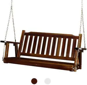 Upgraded Heavy Duty 880 LBS 4 FT Patio Wooden Porch Swing Solid Fir Wood, Outdoor Handing Swing Bench for Garden | Yard | Balcony | Tree, Rustic Upgraded Heavy Duty 880 LBS 4 FT Patio Wooden Porch Swing Solid Fir Wood, Outdoor Handing Swing Bench for Garden | Yard | Balcony | Tree, Rustic