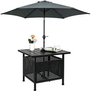 Outdoor Side Table with 7.5ft Patio Umbrella, Small Patio Table with 1.57" Umbrella Hole, Adjustable Height & Angle Cantilever Umbrella for Garden, Backyard, Poolside (Table with Umbrella) Outdoor Side Table with 7.5ft Patio Umbrella, Small Patio Table with 1.57" Umbrella Hole, Adjustable Height & Angle Cantilever Umbrella for Garden, Backyard, Poolside (Table with Umbrella)