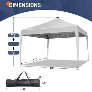 10x10 Pop Up Canopy Tent with Sidewalls, Outdoor Gazebo Canopy Tent, Patio Event Tents Outdoor Event Shelter for Parties (White with Led Light) 10x10 Pop Up Canopy Tent with Sidewalls, Outdoor Gazebo Canopy Tent, Patio Event Tents Outdoor Event Shelter for Parties (White with Led Light)