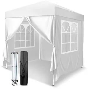 6.5x6.5 Pop Up Canopy Tent with Sidewalls, Outdoor Gazebo Canopy Tent, Patio Event Tents Outdoor Event Shelter for Parties (White) 6.5x6.5 Pop Up Canopy Tent with Sidewalls, Outdoor Gazebo Canopy Tent, Patio Event Tents Outdoor Event Shelter for Parties (White)