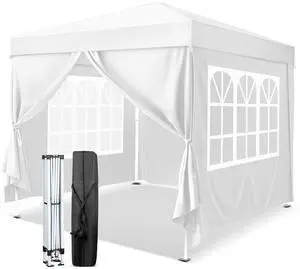 10x10 Pop Up Canopy Tent with Sidewalls, Outdoor Gazebo Canopy Tent, Patio Event Tents Outdoor Event Shelter for Parties (White) 10x10 Pop Up Canopy Tent with Sidewalls, Outdoor Gazebo Canopy Tent, Patio Event Tents Outdoor Event Shelter for Parties (White)