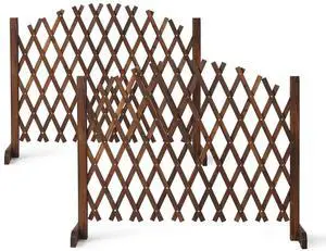 2Pcs Expandable Garden Fence with Arched Top, 31.5in Freestanding Lattice Fence, Solid Wood Retractable Trellis, Instant Room Divider, Extentable Pet Gate for Home Patio Yard (Carbonized Brown) 2Pcs Expandable Garden Fence with Arched Top, 31.5in Freestanding Lattice Fence, Solid Wood Retractable Trellis, Instant Room Divider, Extentable Pet Gate for Home Patio Yard (Carbonized Brown)