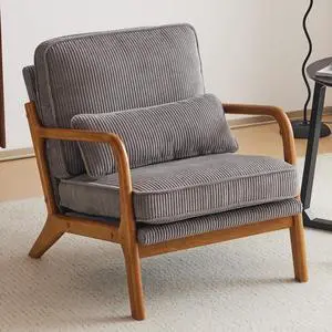 Upgraded Premium Corduroy Accent Chair,Upholstered Arm Chair,Solid Wood Comfy Reading Chair with Lumbar Pillow, Mid Century Modern Chairs for Living Room,Bedroom,Guest Room,Light Grey Upgraded Premium Corduroy Accent Chair,Upholstered Arm Chair,Solid Wood Comfy Reading Chair with Lumbar Pillow, Mid Century Modern Chairs for Living Room,Bedroom,Guest Room,Light Grey