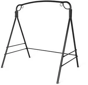 Upgraded Metal Porch Swing Stand with Black Finish, Heavy Duty 660 LBS Weight Capacity Steel Swing Frame with Extra Side Bars, Powder Coated Hanging Swing Frame Set for Outdoors Upgraded Metal Porch Swing Stand with Black Finish, Heavy Duty 660 LBS Weight Capacity Steel Swing Frame with Extra Side Bars, Powder Coated Hanging Swing Frame Set for Outdoors