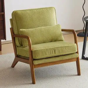 Upgraded Premium Corduroy Accent Chair,Upholstered Arm Chair,Solid Wood Comfy Reading Chair with Pillow, Mid Century Modern Chairs for Living Room,Bedroom,Guest Room,Green Upgraded Premium Corduroy Accent Chair,Upholstered Arm Chair,Solid Wood Comfy Reading Chair with Pillow, Mid Century Modern Chairs for Living Room,Bedroom,Guest Room,Green