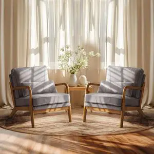 Upgraded Premium Corduroy Accent Chairs Set of 2,Upholstered Arm Chair,Solid Wood Comfy Reading Chair with Lumbar Pillow, Mid Century Modern Chairs for Living Room,Bedroom,Light Grey Upgraded Premium Corduroy Accent Chairs Set of 2,Upholstered Arm Chair,Solid Wood Comfy Reading Chair with Lumbar Pillow, Mid Century Modern Chairs for Living Room,Bedroom,Light Grey