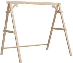 6.9FT Porch Swing Frame, 660 LBS Heavy Duty A-Frame Wooden Porch Swing Stand with Bottom Connection Bar for 5FT Porch Swing, Upgraded Wood Swing Hanger for Garden Patio (Natural, 6.9FT) 6.9FT Porch Swing Frame, 660 LBS Heavy Duty A-Frame Wooden Porch Swing Stand with Bottom Connection Bar for 5FT Porch Swing, Upgraded Wood Swing Hanger for Garden Patio (Natural, 6.9FT)