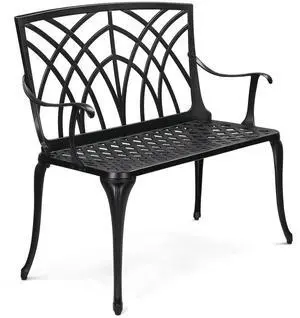 38" Outdoor Metal Bench, Cast Aluminium Garden Bench, Weatherproof Antique Finish Orchid Chair, 1-2 Person Seat Deck Furniture for Porch Entryway Patio (Black) 38" Outdoor Metal Bench, Cast Aluminium Garden Bench, Weatherproof Antique Finish Orchid Chair, 1-2 Person Seat Deck Furniture for Porch Entryway Patio (Black)