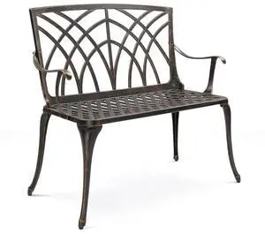 38" Outdoor Metal Bench, Cast Aluminium Garden Bench, Weatherproof Antique Finish Orchid Chair, 1-2 Person Seat Deck Furniture for Porch Entryway Patio (Brown) 38" Outdoor Metal Bench, Cast Aluminium Garden Bench, Weatherproof Antique Finish Orchid Chair, 1-2 Person Seat Deck Furniture for Porch Entryway Patio (Brown)