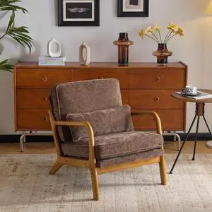 Chenille Mid-Century Modern Accent Chair, Cute Reading Arm Chair with Cushion & Lumbar Pillow & Solid Wood Frame for Lounge, Living Room, Reading Room, Bedroom, Espresso Chenille Mid-Century Modern Accent Chair, Cute Reading Arm Chair with Cushion & Lumbar Pillow & Solid Wood Frame for Lounge, Living Room, Reading Room, Bedroom, Espresso