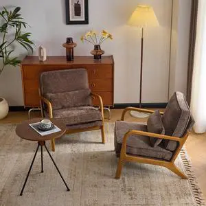 Chenille Mid-Century Modern Accent Chair Set of 2, Cute Reading Arm Chair with Cushion & Lumbar Pillow & Solid Wood Frame for Lounge, Living Room, Reading Room, Bedroom, Espresso Chenille Mid-Century Modern Accent Chair Set of 2, Cute Reading Arm Chair with Cushion & Lumbar Pillow & Solid Wood Frame for Lounge, Living Room, Reading Room, Bedroom, Espresso