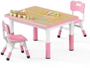 Kids Table and 2 Chairs Set, Height Adjustable Toddler Desk 31.5" L x 23.6" W and Chair Set, Graffiti Desktop, Classroom/Daycare/Home, Children Multi-Activity Table for Ages 3-8 Kids Table and 2 Chairs Set, Height Adjustable Toddler Desk 31.5" L x 23.6" W and Chair Set, Graffiti Desktop, Classroom/Daycare/Home, Children Multi-Activity Table for Ages 3-8