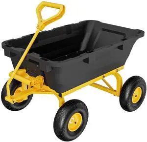Heavy Duty Dump Cart Wagon, 800LBS Quick-Release Dump Poly Wheelbarrow, 10in All-Terrain Pneumatic Tires Garden Wagon for Garden, Yard, Beach Heavy Duty Dump Cart Wagon, 800LBS Quick-Release Dump Poly Wheelbarrow, 10in All-Terrain Pneumatic Tires Garden Wagon for Garden, Yard, Beach