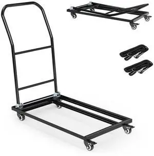 Folding Chair Dolly, L-Shaped Steel Multi-Function Folding Chair Cart with Swivel Casters and Brakes, Holds Up to 36 Chairs, 350 lbs Capacity Folding Chair Dolly, L-Shaped Steel Multi-Function Folding Chair Cart with Swivel Casters and Brakes, Holds Up to 36 Chairs, 350 lbs Capacity