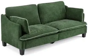 84" Extra Deep Seat Sofa Couch, 3 Seater Upholstered Living Room Couches with 2 Piped Seater Cushions, Throw Pillows, Modern Linen Velvet Fabric Sofa for Apartment Bedroom Office 84" Extra Deep Seat Sofa Couch, 3 Seater Upholstered Living Room Couches with 2 Piped Seater Cushions, Throw Pillows, Modern Linen Velvet Fabric Sofa for Apartment Bedroom Office