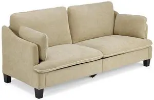 84" Extra Deep Seat Sofa Couch, 3 Seater Upholstered Living Room Couches with 2 Piped Seater Cushions, Throw Pillows, Modern Linen Velvet Fabric Sofa for Apartment Bedroom Office 84" Extra Deep Seat Sofa Couch, 3 Seater Upholstered Living Room Couches with 2 Piped Seater Cushions, Throw Pillows, Modern Linen Velvet Fabric Sofa for Apartment Bedroom Office