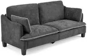 84" Sofa Couch, 3 Seater Extra Deep Seat Upholstered Living Room Couches with 2 Piped Seater Cushions, Throw Pillows, Modern Linen Velvet Fabric Sofa for Apartment, Bedroom, Office 84" Sofa Couch, 3 Seater Extra Deep Seat Upholstered Living Room Couches with 2 Piped Seater Cushions, Throw Pillows, Modern Linen Velvet Fabric Sofa for Apartment, Bedroom, Office