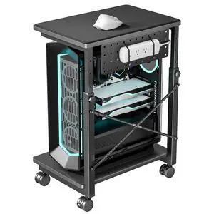Height Adjustable Computer Tower Stand, 2-Tier PC Tower Stand for Most PC, CPU Holder Cart with Locking Wheels for Gaming Home Office, 21.7"-33.5" Height Pack of 1 Height Adjustable Computer Tower Stand, 2-Tier PC Tower Stand for Most PC, CPU Holder Cart with Locking Wheels for Gaming Home Office, 21.7"-33.5" Height Pack of 1