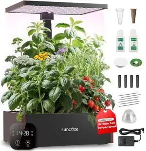 20 Pods Hydroponics Growing System Kit, Indoor Herb Garden with 30W LED Grow Light, 10L Large Water Tank, Up to 25" Height, Plants Germination Kit with Quiet Pump, Black 20 Pods Hydroponics Growing System Kit, Indoor Herb Garden with 30W LED Grow Light, 10L Large Water Tank, Up to 25" Height, Plants Germination Kit with Quiet Pump, Black