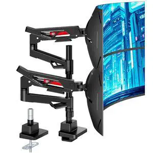 Premium Monitor Arm, Ultrawide Monitor Stand up to 57'' and 60 Lbs per Screen, Heavy Duty Gas Sprinq Dual Monitor Mount Adjustable Arms, Various VESA Mount with Clamp/Grommet Base Premium Monitor Arm, Ultrawide Monitor Stand up to 57'' and 60 Lbs per Screen, Heavy Duty Gas Sprinq Dual Monitor Mount Adjustable Arms, Various VESA Mount with Clamp/Grommet Base